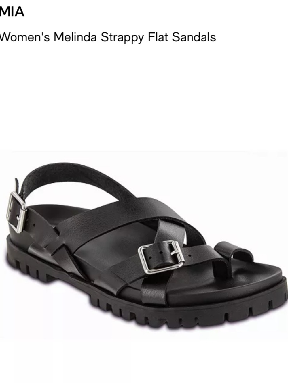 Mia Melinda black double strappy chunky sole sandals rugged EMO comfort 9.5